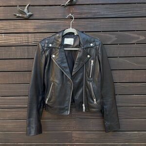 Aritzia Black Leather Moto Jacket